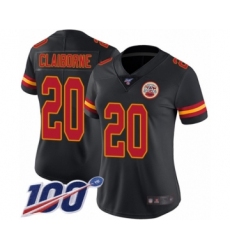 Women's Kansas City Chiefs #20 Morris Claiborne Limited Black Rush Vapor Untouchable 100th Season Football Jersey