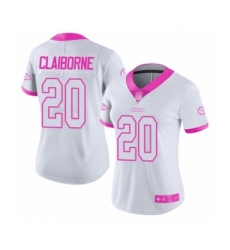 Women's Kansas City Chiefs #20 Morris Claiborne Limited White Pink Rush Fashion Football Jersey