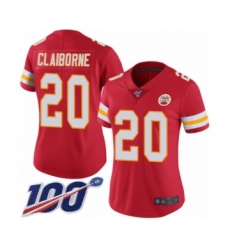Women's Kansas City Chiefs #20 Morris Claiborne Red Team Color Vapor Untouchable Limited Player 100th Season Football Jersey