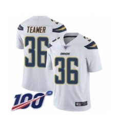 Men's Los Angeles Chargers #36 Roderic Teamer White Vapor Untouchable Limited Player 100th Season Football Jersey