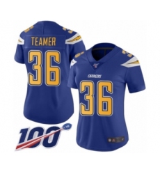 Women's Los Angeles Chargers #36 Roderic Teamer Limited Electric Blue Rush Vapor Untouchable 100th Season Football Jersey