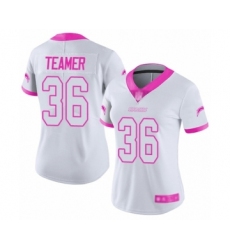 Women's Los Angeles Chargers #36 Roderic Teamer Limited White Pink Rush Fashion Football Jersey