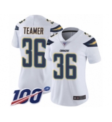 Women's Los Angeles Chargers #36 Roderic Teamer White Vapor Untouchable Limited Player 100th Season Football Jersey