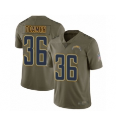 Youth Los Angeles Chargers #36 Roderic Teamer Limited Olive 2017 Salute to Service Football Jersey