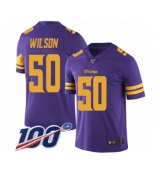 Men's Minnesota Vikings #50 Eric Wilson Limited Purple Rush Vapor Untouchable 100th Season Football Jersey
