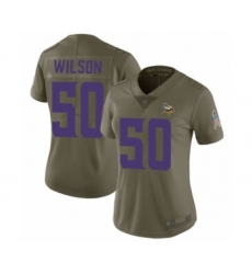 Women's Minnesota Vikings #50 Eric Wilson Limited Olive 2017 Salute to Service Football Jersey