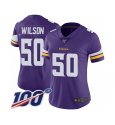 Women's Minnesota Vikings #50 Eric Wilson Purple Team Color Vapor Untouchable Limited Player 100th Season Football Jersey