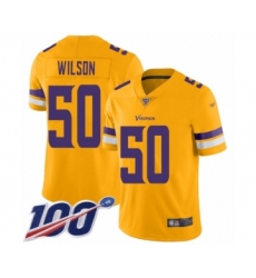 Youth Minnesota Vikings #50 Eric Wilson Limited Gold Inverted Legend 100th Season Football Jersey