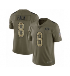 Men's New York Jets #8 Luke Falk Limited Olive Camo 2017 Salute to Service Football Jersey