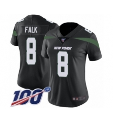 Women's New York Jets #8 Luke Falk Black Alternate Vapor Untouchable Limited Player 100th Season Football Jersey