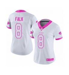 Women's New York Jets #8 Luke Falk Limited White Pink Rush Fashion Football Jersey