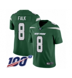 Youth New York Jets #8 Luke Falk Green Team Color Vapor Untouchable Limited Player 100th Season Football Jersey