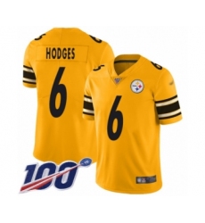 Men's Pittsburgh Steelers #6 Devlin Hodges Limited Gold Inverted Legend 100th Season Football Jersey