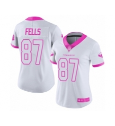 Women's Houston Texans #87 Darren Fells Limited White Pink Rush Fashion Football Jersey
