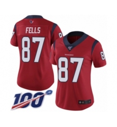 Women's Houston Texans #87 Darren Fells Red Alternate Vapor Untouchable Limited Player 100th Season Football Jersey