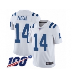 Men's Indianapolis Colts #14 Zach Pascal White Vapor Untouchable Limited Player 100th Season Football Jersey