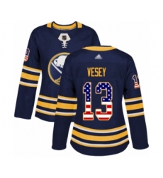 Women's Buffalo Sabres #13 Jimmy Vesey Authentic Navy Blue USA Flag Fashion Hockey Jersey
