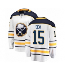 Men's Buffalo Sabres #15 Jean-Sebastien Dea Fanatics Branded White Away Breakaway Hockey Jersey