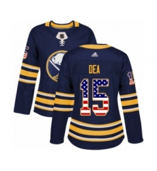 Women's Buffalo Sabres #15 Jean-Sebastien Dea Authentic Navy Blue USA Flag Fashion Hockey Jersey