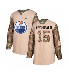 Men's Edmonton Oilers #15 Josh Archibald Authentic Camo Veterans Day Practice Hockey Jersey