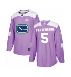 Youth Vancouver Canucks #5 Oscar Fantenberg Authentic Purple Fights Cancer Practice Hockey Jersey