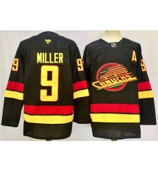 Men's Vancouver Canucks #9 J.T. Miller Black 2024-25 With A Alternate Stitched Hockey Jersey