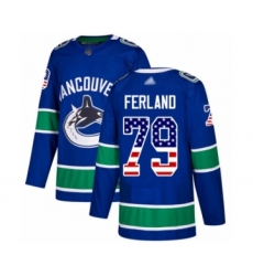 Men's Vancouver Canucks #79 Michael Ferland Authentic Blue USA Flag Fashion Hockey Jersey