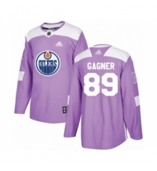 Men's Edmonton Oilers #89 Sam Gagner Authentic Purple Fights Cancer Practice Hockey Jersey