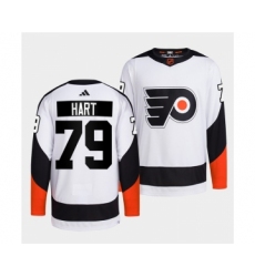 Men's Philadelphia Flyers #79 Carter Hart White 2022 Reverse Retro Stitched Jersey