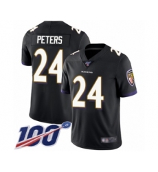 Men's Baltimore Ravens #24 Marcus Peters Black Alternate Vapor Untouchable Limited Player 100th Season Football Jersey