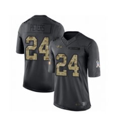 Men's Baltimore Ravens #24 Marcus Peters Limited Black 2016 Salute to Service Football Jersey