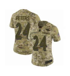 Women's Baltimore Ravens #24 Marcus Peters Limited Camo 2018 Salute to Service Football Jersey