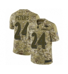 Youth Baltimore Ravens #24 Marcus Peters Limited Camo 2018 Salute to Service Football Jersey