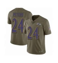 Youth Baltimore Ravens #24 Marcus Peters Limited Olive 2017 Salute to Service Football Jersey