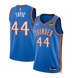 Men's Oklahoma City Thunder #44 Nikola Topic Blue 2024 Draft Icon Edition Stitched Basketball Jersey