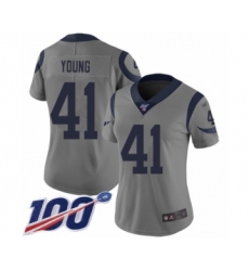 Women's Los Angeles Rams #41 Kenny Young Limited Gray Inverted Legend 100th Season Football Jersey