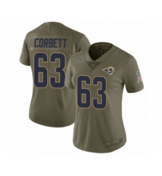 Women's Los Angeles Rams #63 Austin Corbett Limited Olive 2017 Salute to Service Football Jersey