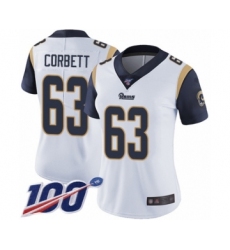 Women's Los Angeles Rams #63 Austin Corbett White Vapor Untouchable Limited Player 100th Season Football Jersey