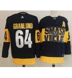 Men's Nashville Predators #64 Mikael Granlund Black 2022 Stadium Series adidas Stitched NHL Jersey