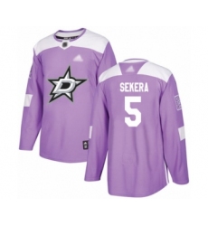 Men's Dallas Stars #5 Andrej Sekera Authentic Purple Fights Cancer Practice Hockey Jersey