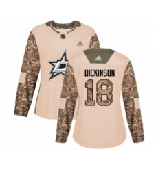 Women's Dallas Stars #18 Jason Dickinson Authentic Camo Veterans Day Practice Hockey Jersey