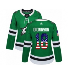 Women's Dallas Stars #18 Jason Dickinson Authentic Green USA Flag Fashion Hockey Jersey
