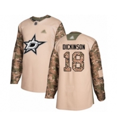 Youth Dallas Stars #18 Jason Dickinson Authentic Camo Veterans Day Practice Hockey Jersey