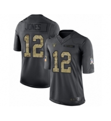 Men's Oakland Raiders #12 Zay Jones Limited Black 2016 Salute to Service Football Jersey