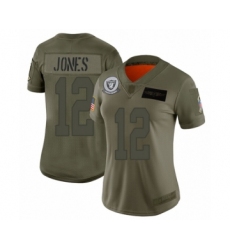 Women's Oakland Raiders #12 Zay Jones Limited Olive 2019 Salute to Service Football Jersey
