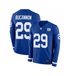 Men's New York Giants #29 Deone Bucannon Limited Royal Blue Therma Long Sleeve Football Jersey