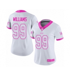 Women's New York Giants #99 Leonard Williams Limited White Pink Rush Fashion Football Jersey