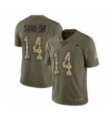 Youth New England Patriots #14 Mohamed Sanu Sr Limited Olive Camo 2017 Salute to Service Football Jersey