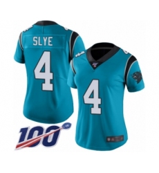 Women's Carolina Panthers #4 Joey Slye Blue Alternate Vapor Untouchable Limited Player 100th Season Football Jersey