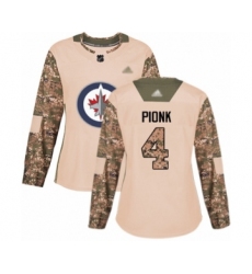 Women's Winnipeg Jets #4 Neal Pionk Authentic Camo Veterans Day Practice Hockey Jersey